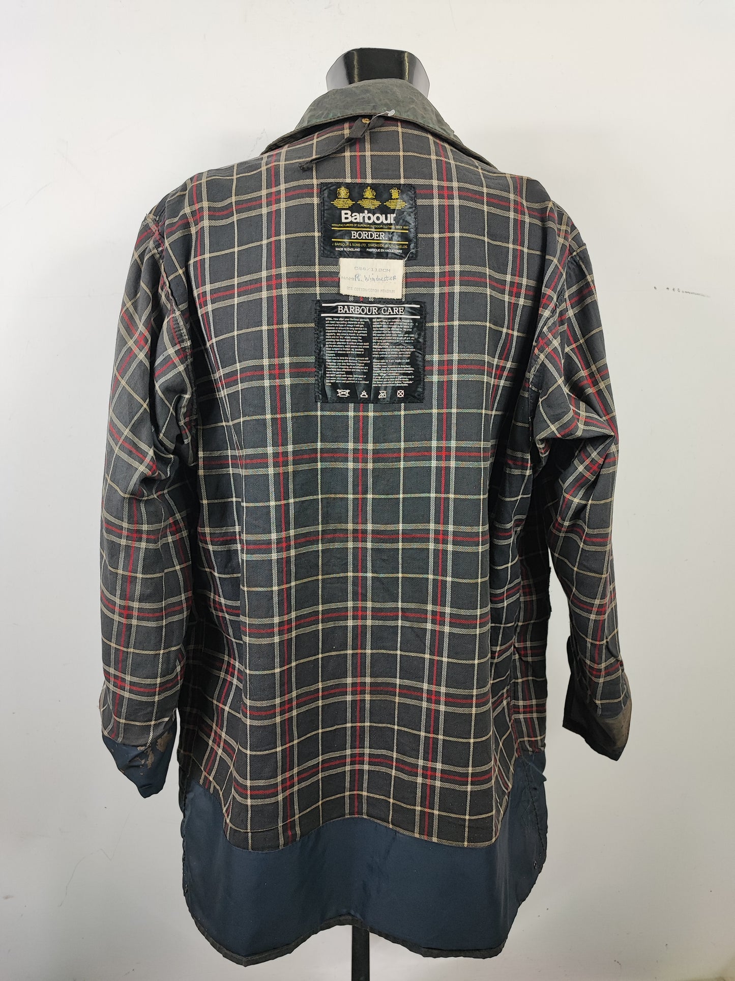 Barbour Uomo Border Blu cotone Cerato C44/112cm Man Navy Border Coat Large/Xlarge