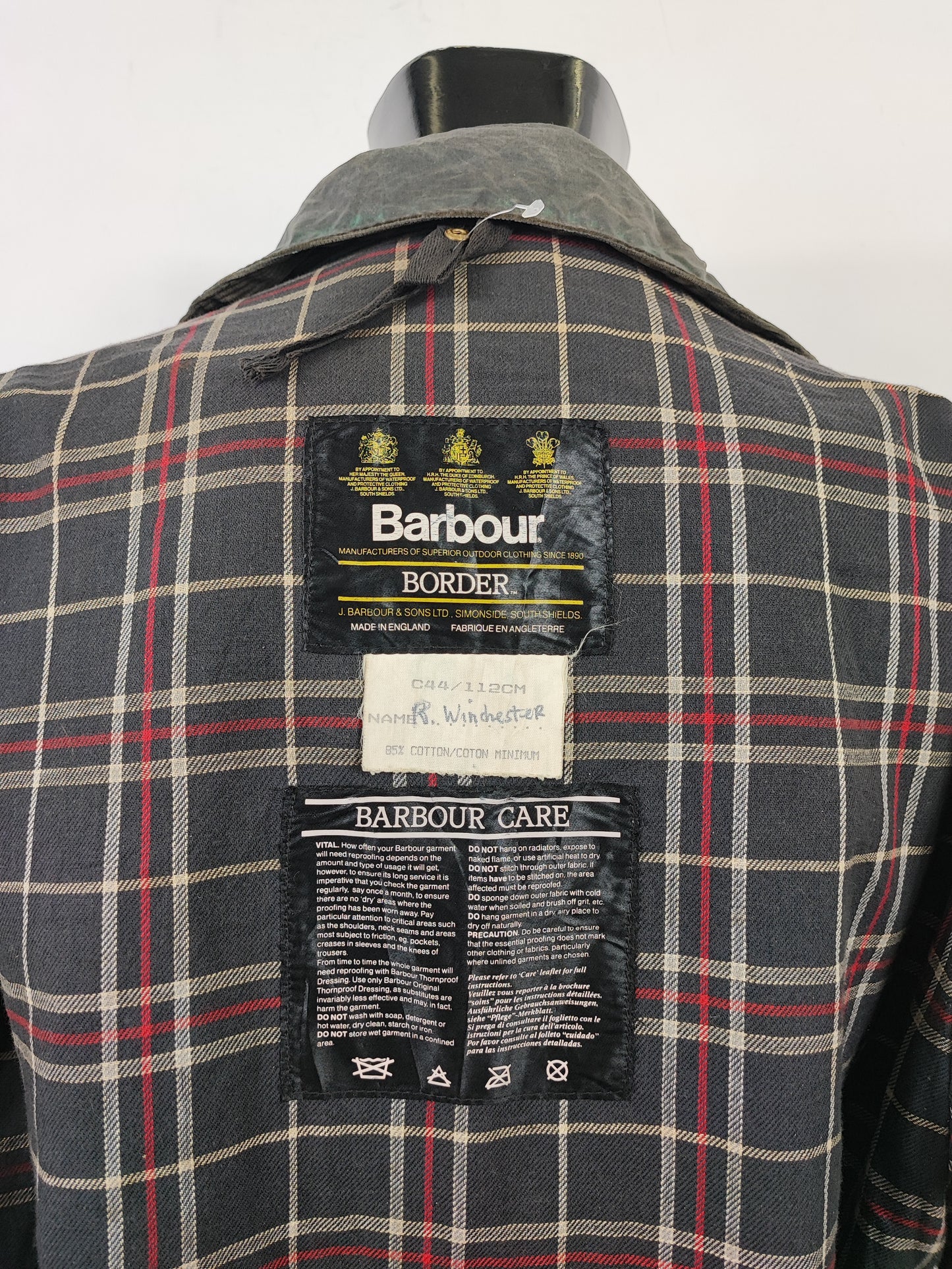 Barbour Uomo Border Blu cotone Cerato C44/112cm Man Navy Border Coat Large/Xlarge