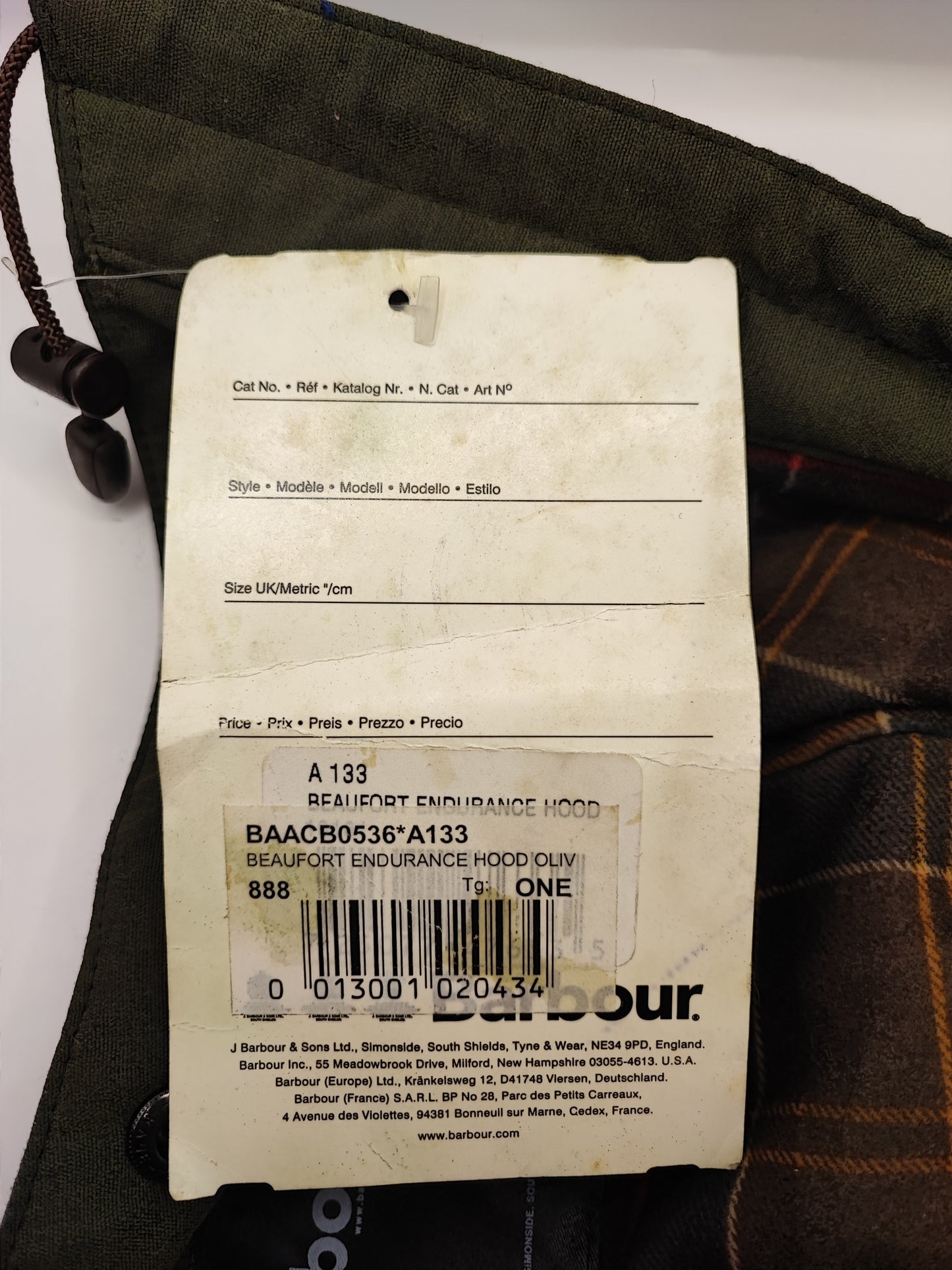 Cappuccio Barbour verde per Beaufort Endurance - A133 Green Beaufort Endurance hood