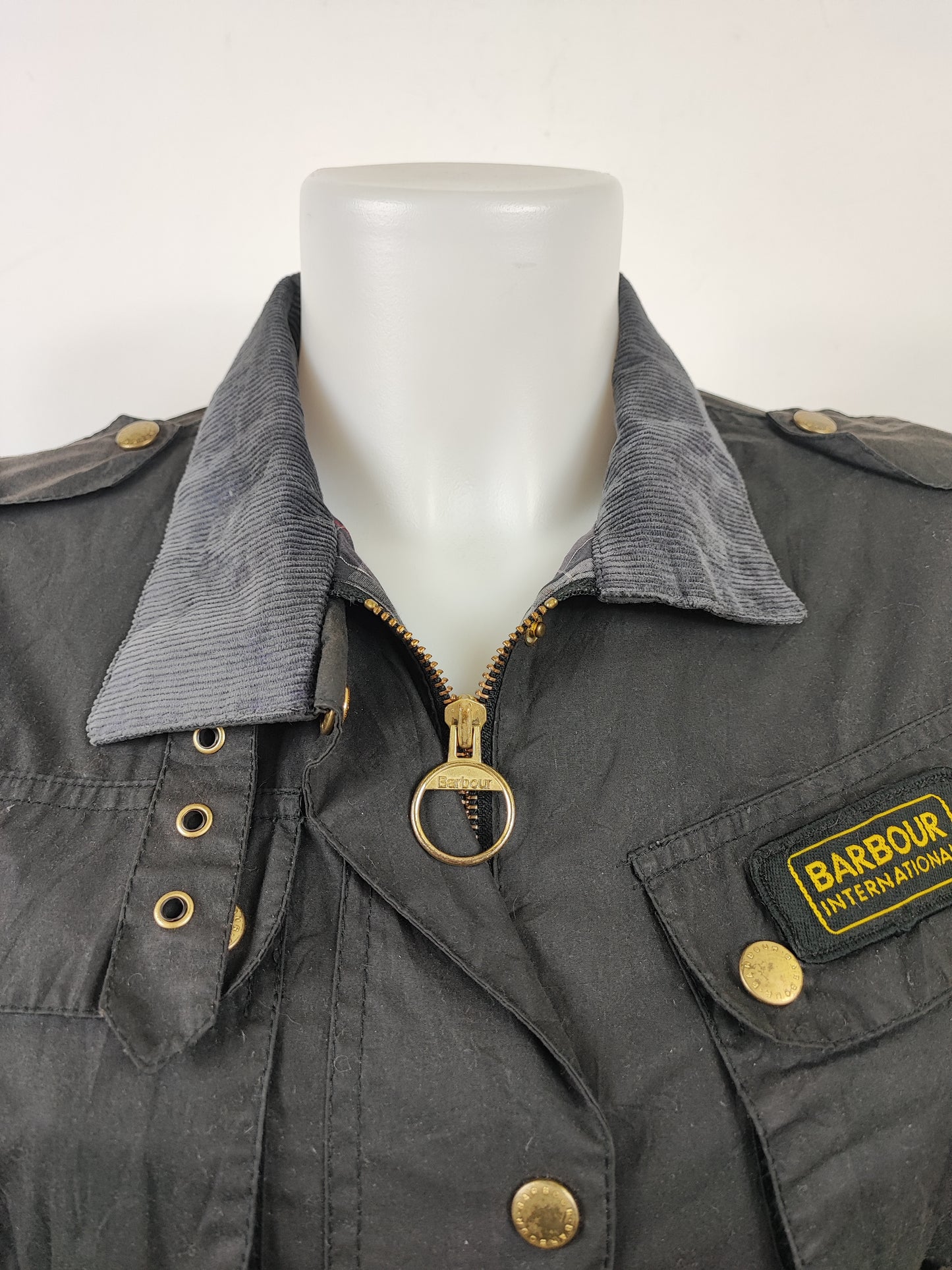 Giacca Barbour International Donna Medium UK12 -Lady Flyweight nternational Black Jacket UK12