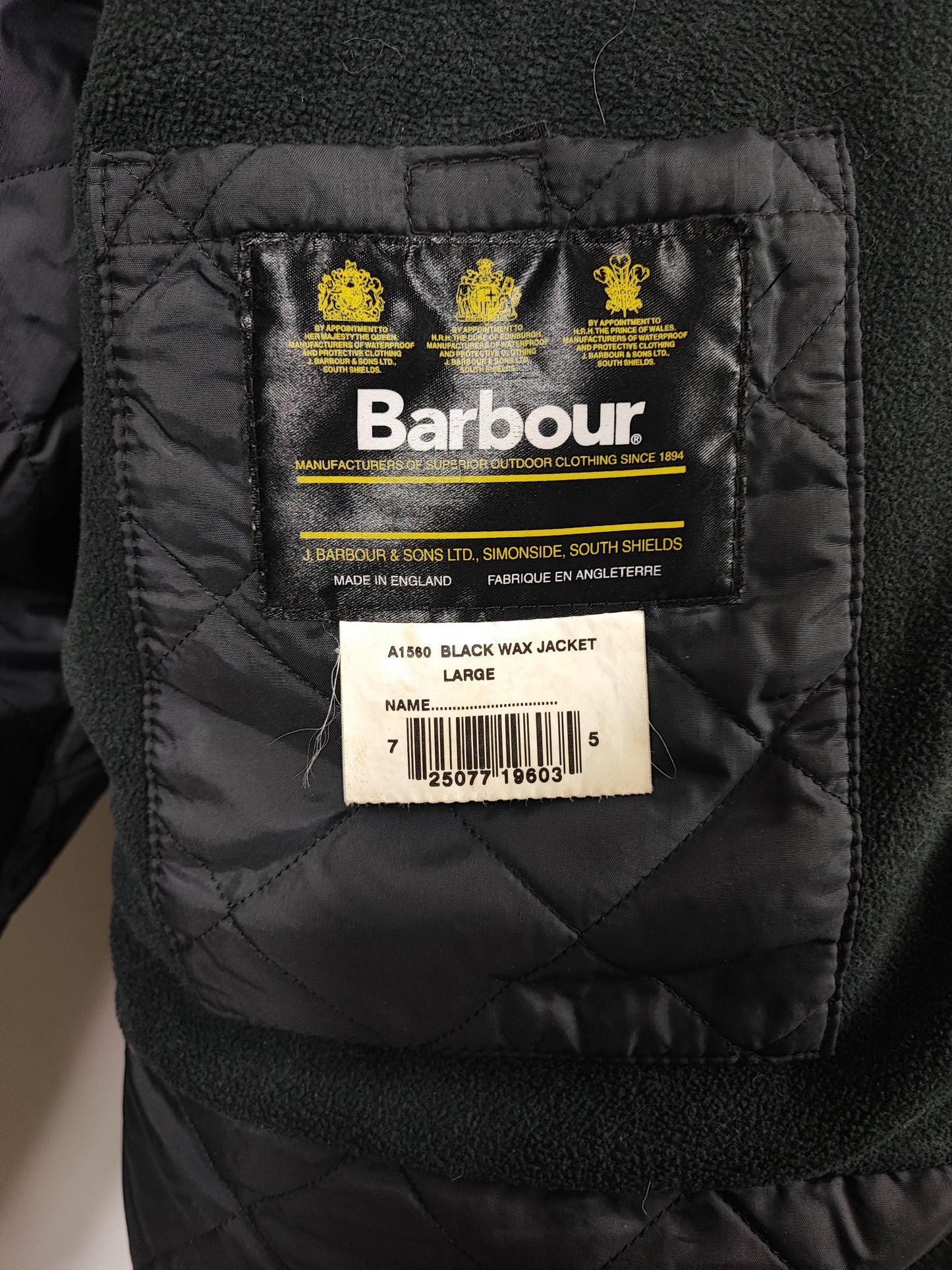 Barbour Giacca da Uomo nera cerata Large Man Polarwax Black Jacket Size L