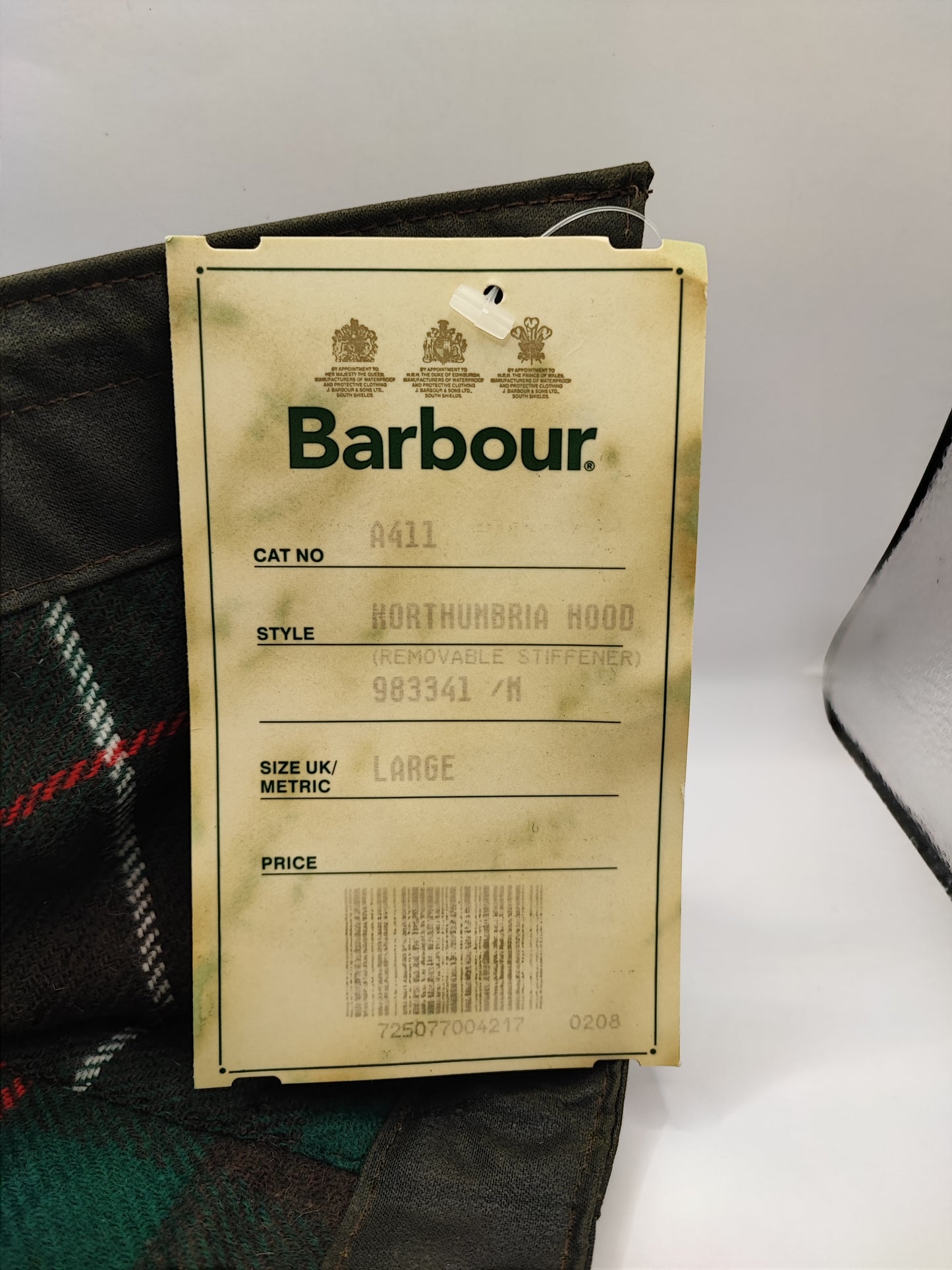 RARO Cappuccio Barbour vintage verde per Northumbria cerato Taglia Unica -Rare Northumbria Hood A411