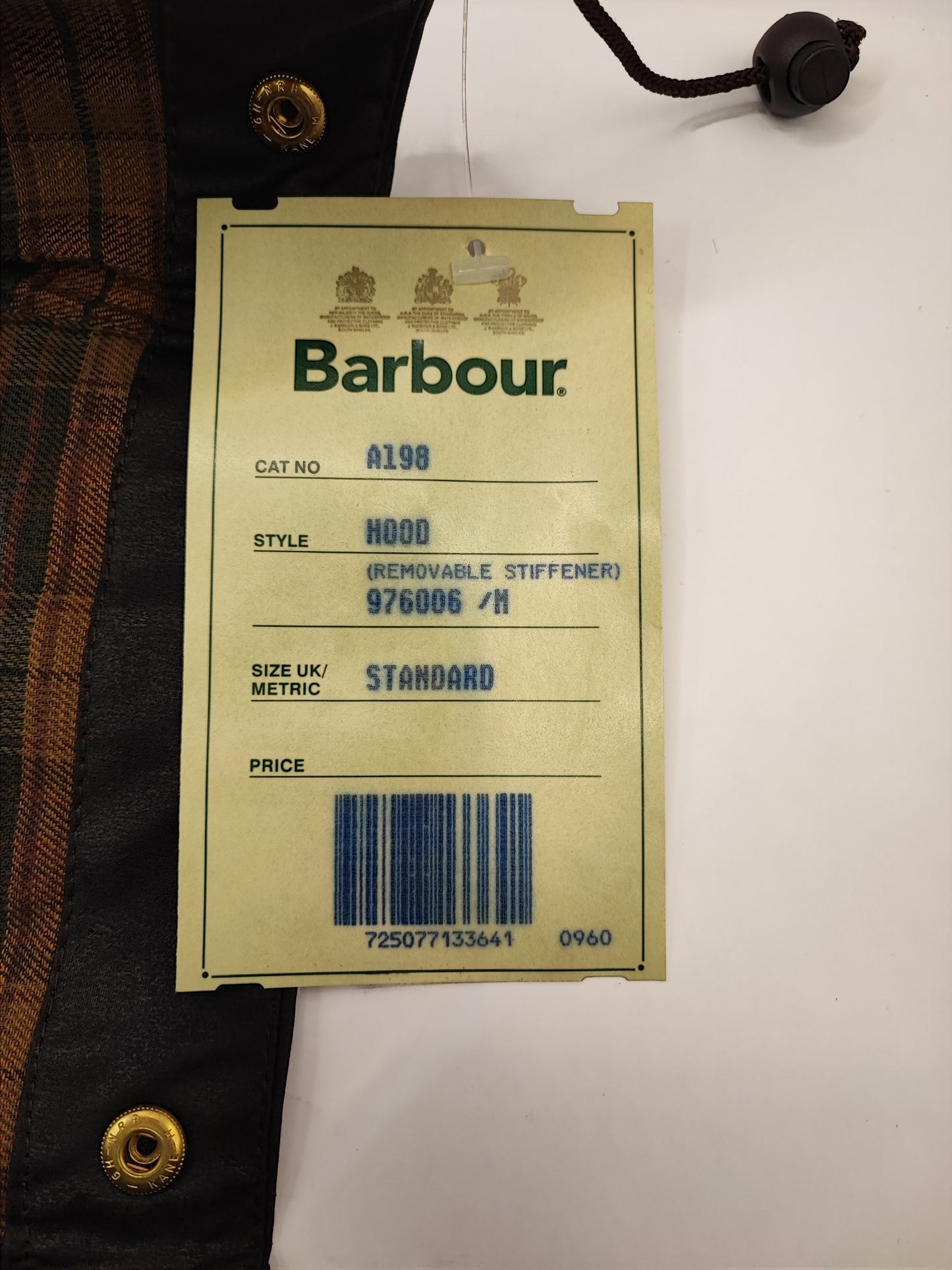 Cappuccio Barbour vintage marrone Taglia Unica - Brown Vintage Waxed Hood A198