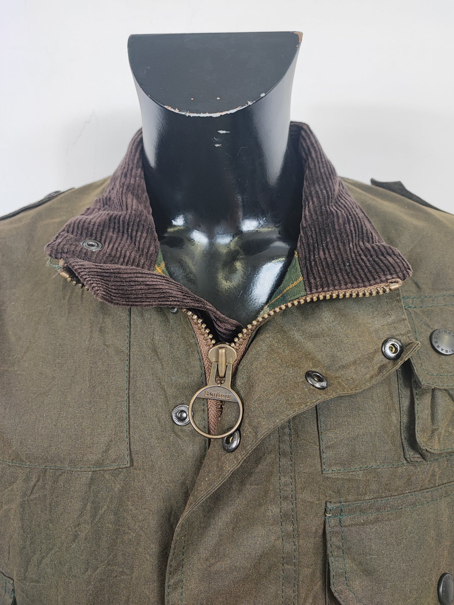 RARA Barbour Giacca Cowan Commando verde c44/112 cm Green wax Man Jacket size Large/XL