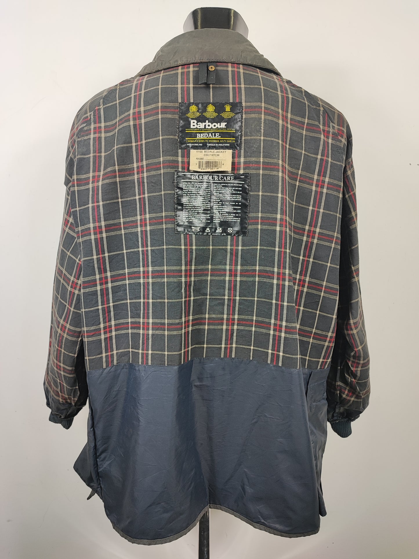 Barbour Giacca Bedale Uomo Blu Vintage C50/127 CM XXL Navy Waxed Bedale Vintage Jacket 2XL