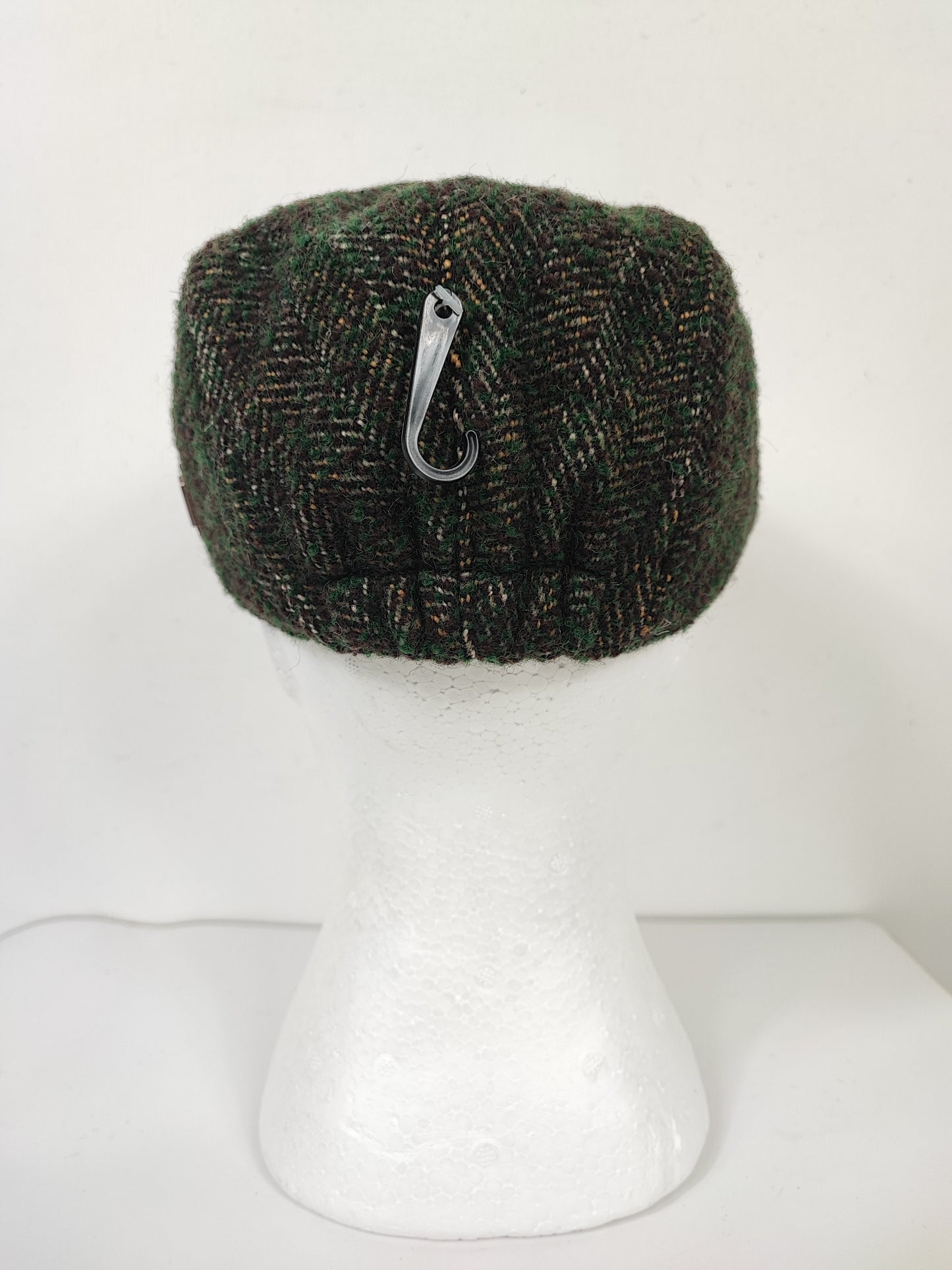 Coppola nuova inglese in lana verde scuro a spina di pesce - New English Green Wool Flat cap One size