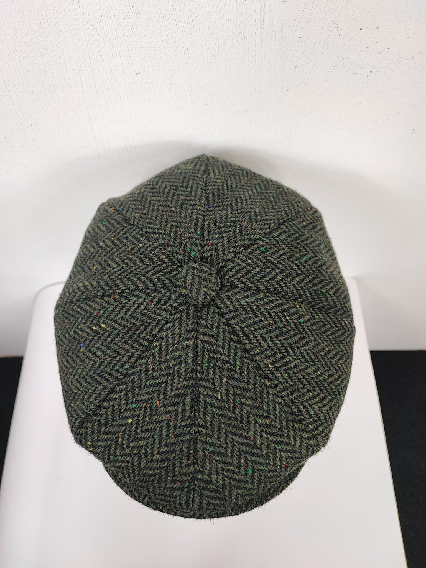 Coppola nuova in lana verde a spina di pesce a otto spicchi stile Peaky Blinders