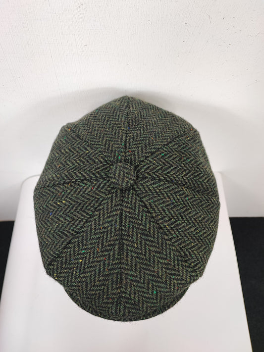 Coppola nuova in lana verde a spina di pesce a otto spicchi stile Peaky Blinders