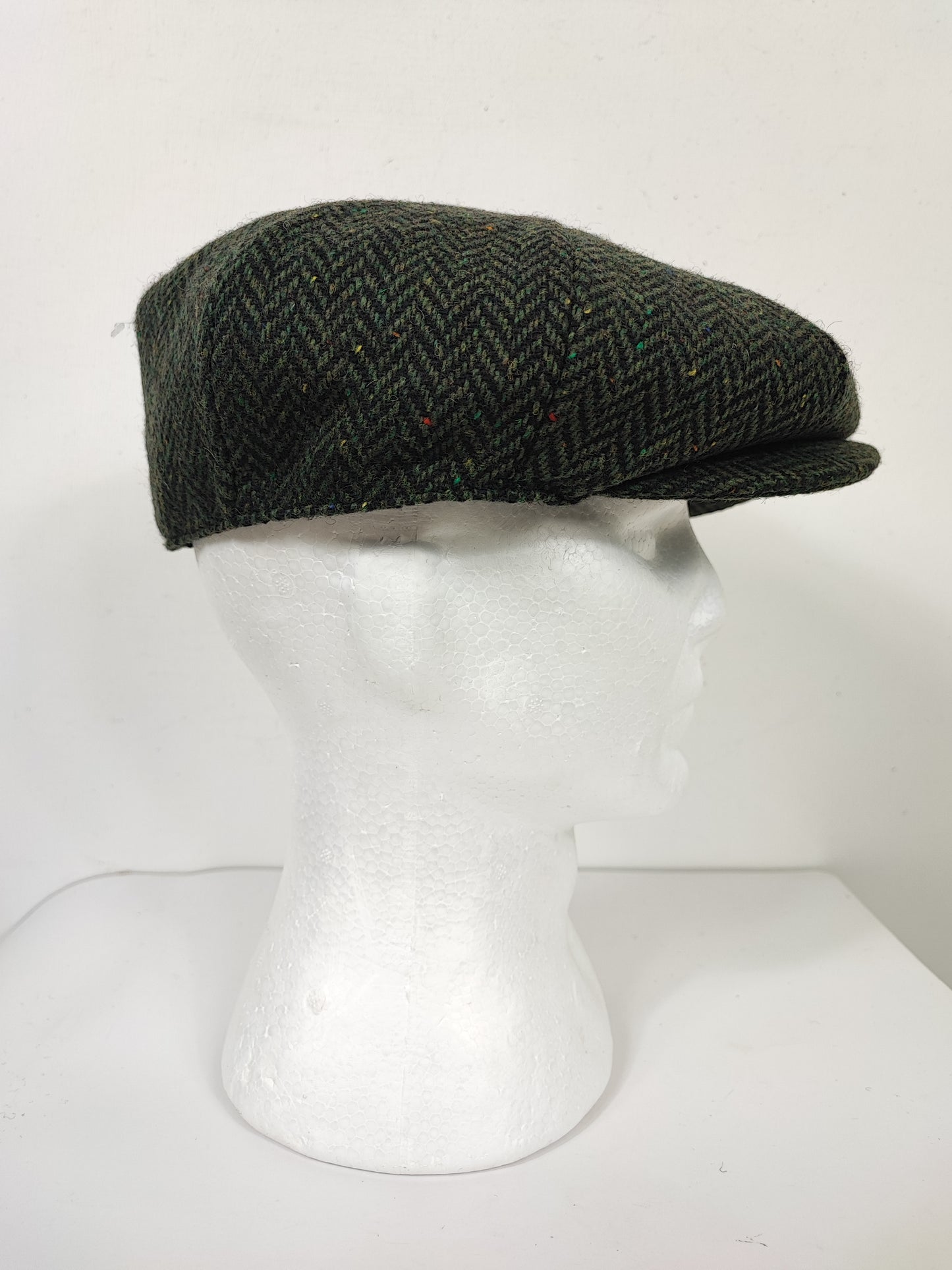 Coppola nuova in lana verde a spina di pesce a otto spicchi stile Peaky Blinders