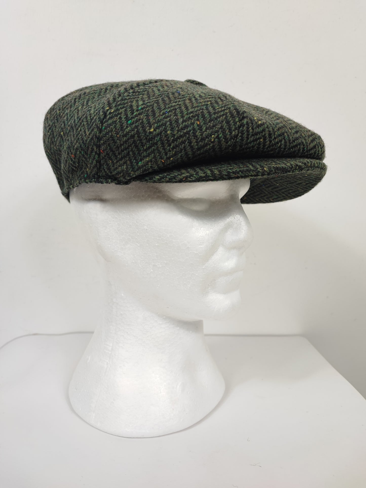 Coppola nuova in lana verde a spina di pesce a otto spicchi stile Peaky Blinders