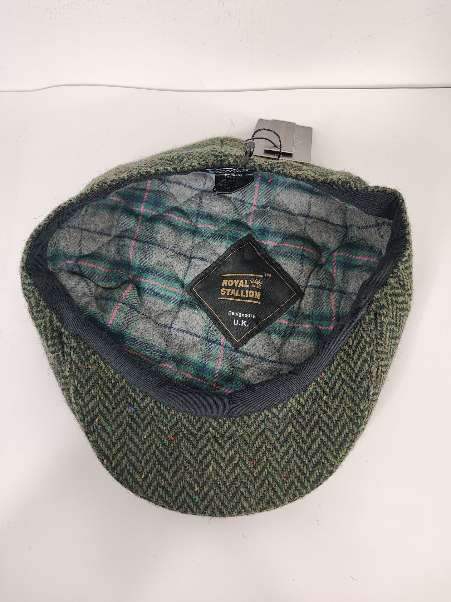 Coppola nuova in lana verde a spina di pesce a otto spicchi stile Peaky Blinders