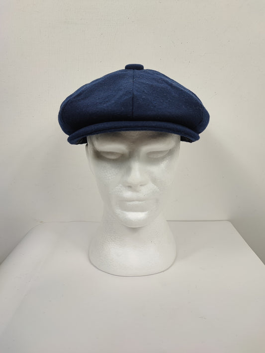 Coppola nuova blu notte inglese a otto spicchi in lana stile Peaky Blinders