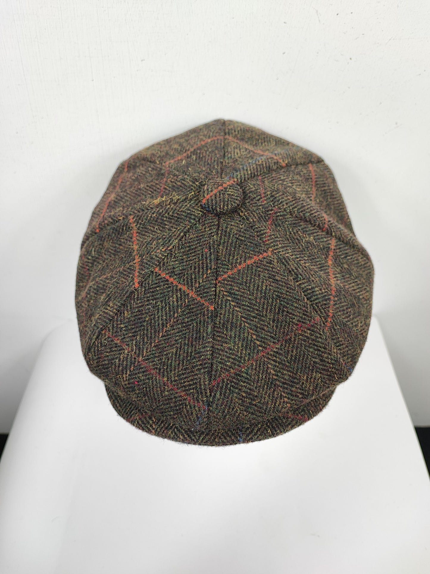 Coppola nuova in lana marrone in tweed colorato a otto spicchi stile Peaky Blinders