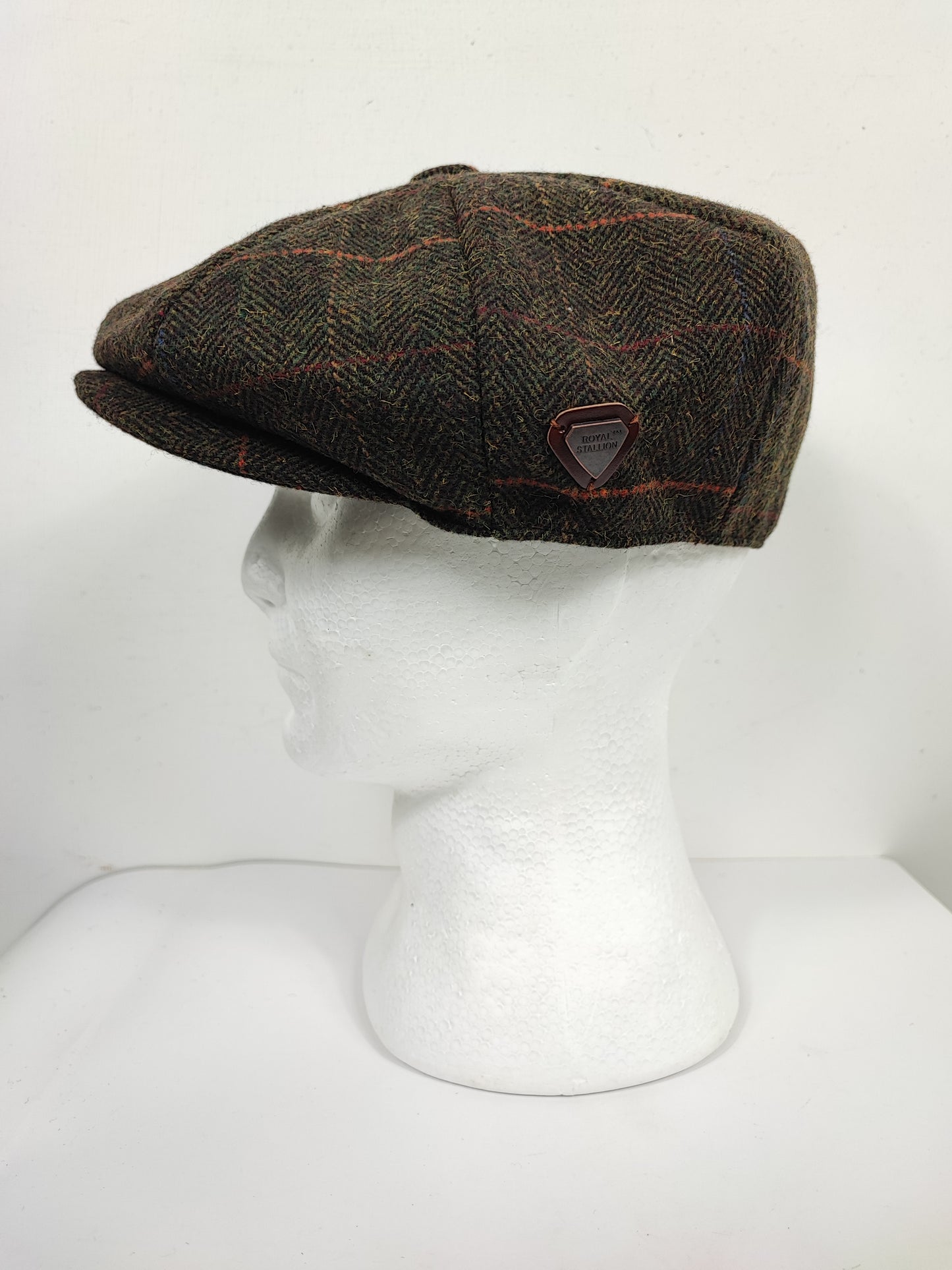 Coppola nuova in lana marrone in tweed colorato a otto spicchi stile Peaky Blinders