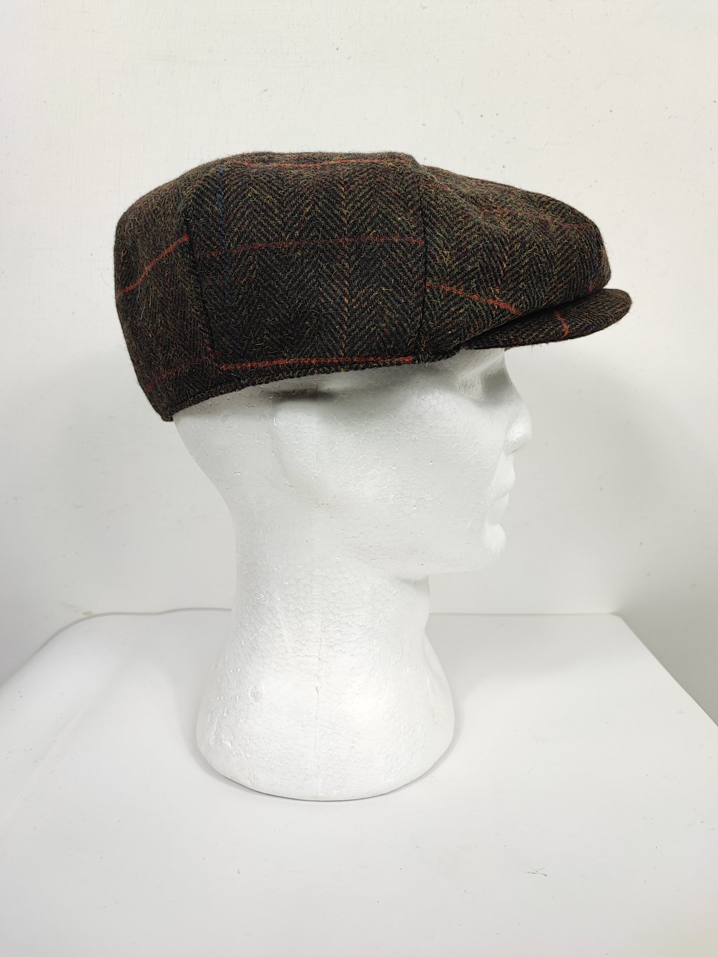 Coppola nuova in lana marrone in tweed colorato a otto spicchi stile Peaky Blinders