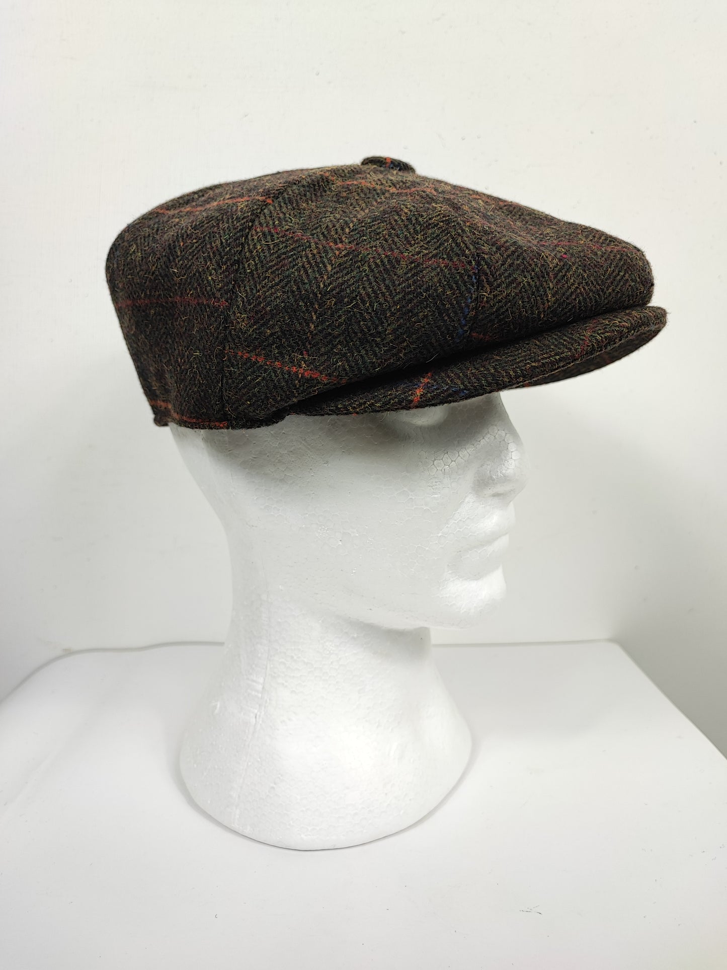 Coppola nuova in lana marrone in tweed colorato a otto spicchi stile Peaky Blinders