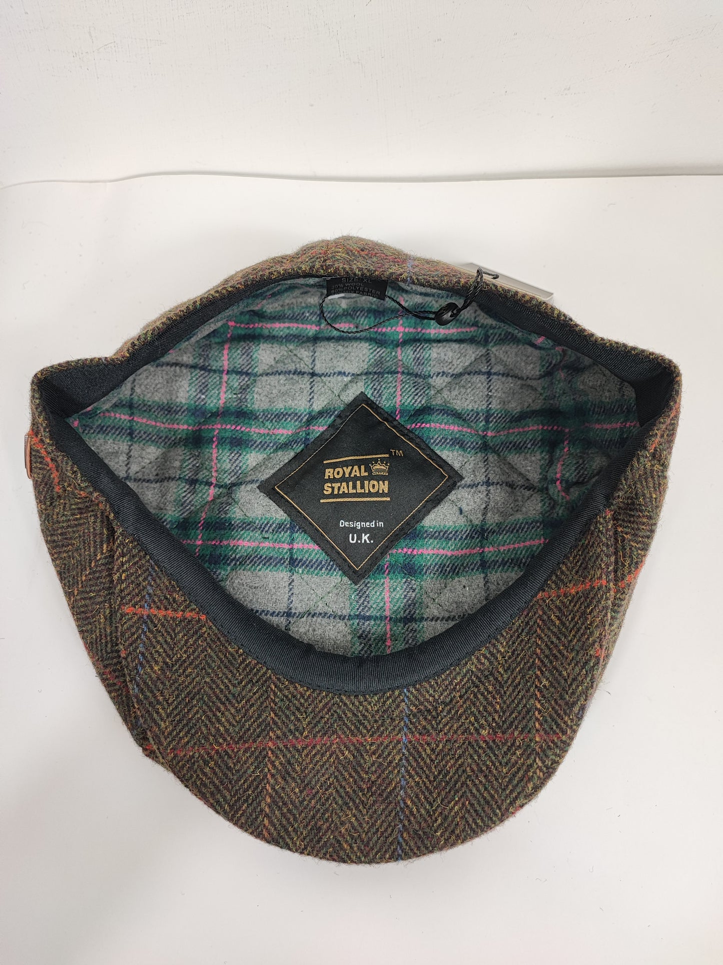 Coppola nuova in lana marrone in tweed colorato a otto spicchi stile Peaky Blinders