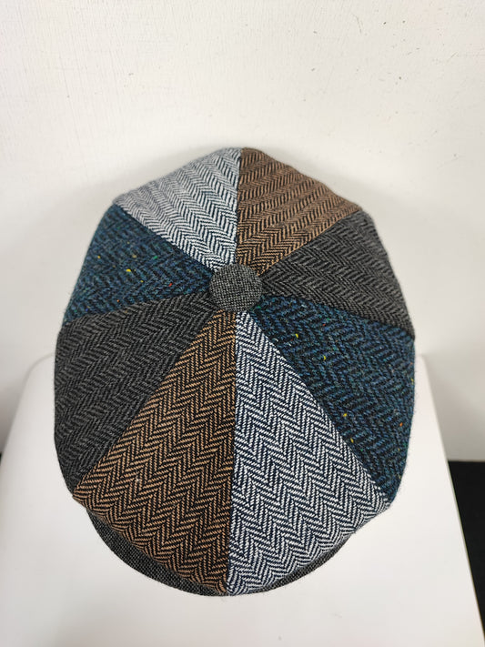 Coppola nuova in lana colorata a spina di pesce inglese a otto spicchi stile Peaky Blinders