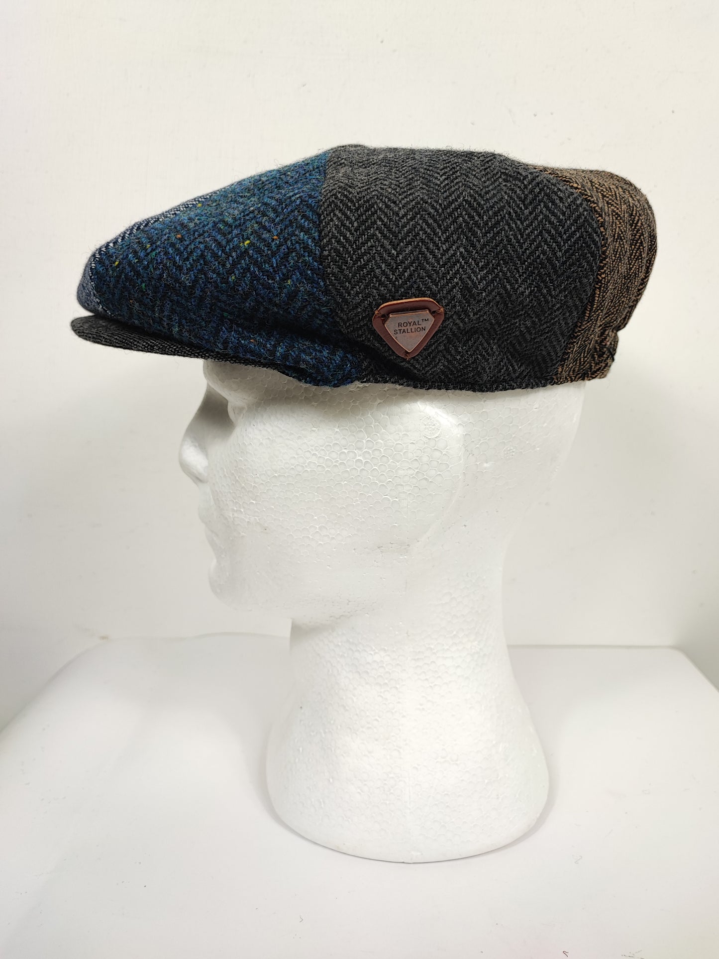 Coppola nuova in lana colorata a spina di pesce inglese a otto spicchi stile Peaky Blinders