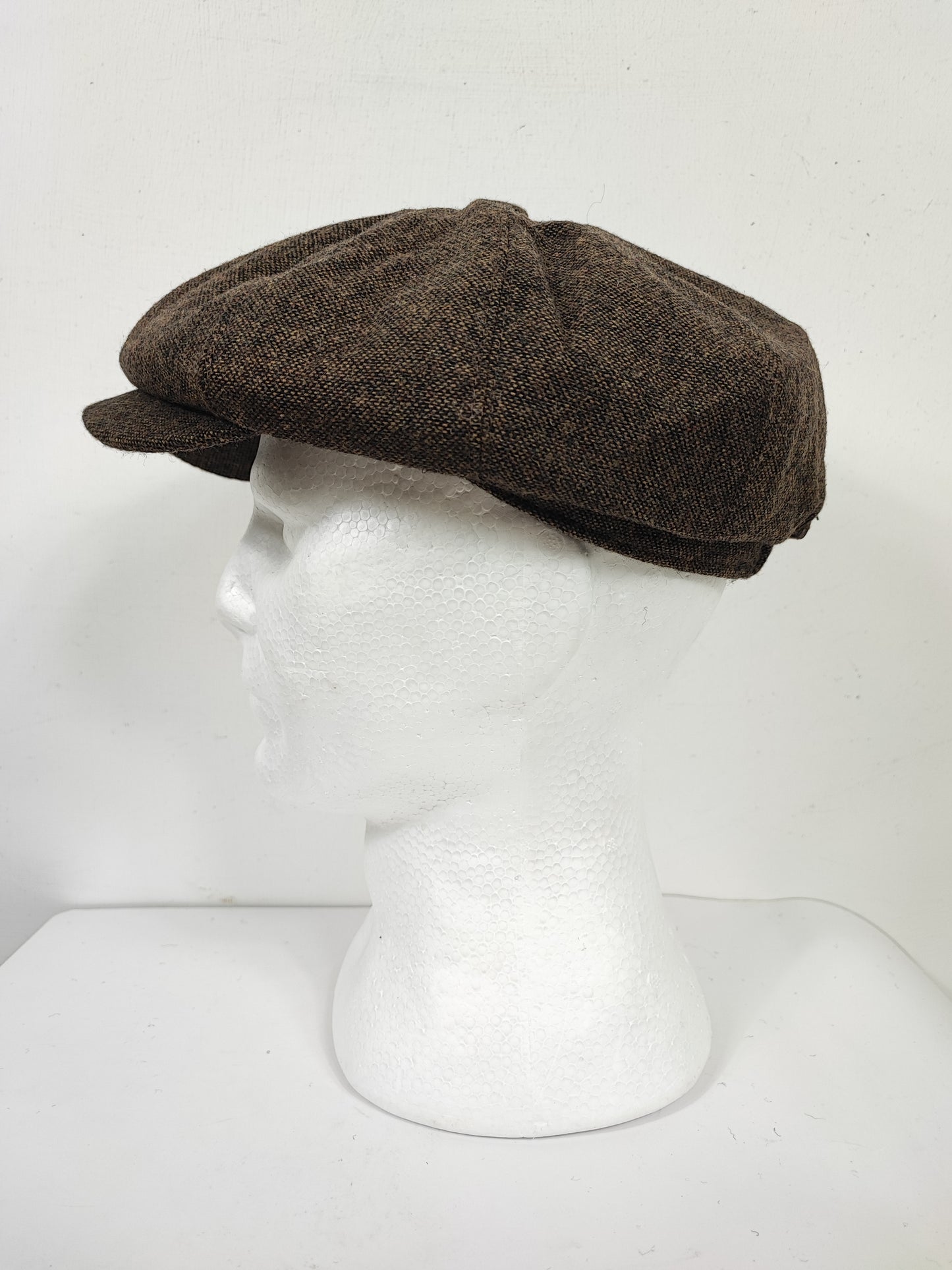 Coppola nuova inglese in lana marrone scuro a otto spicchi stile Peaky Blinders
