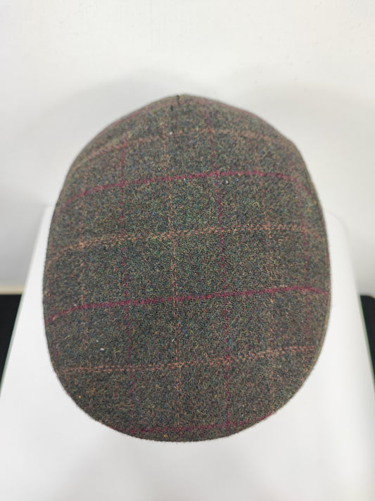 Coppola in lana verde scuro tweed con paraorecchie - Green Tweed Ear Flat Cap