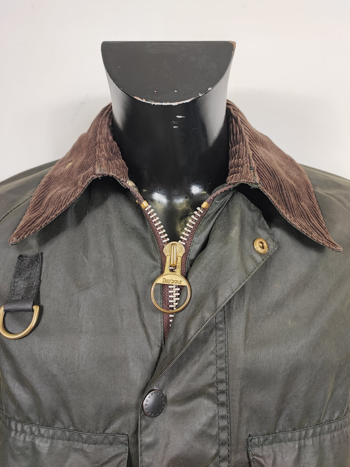 RARO Barbour Spey A130 Verde Small - Rare Green Spey Waxed Jacket Size Small A130