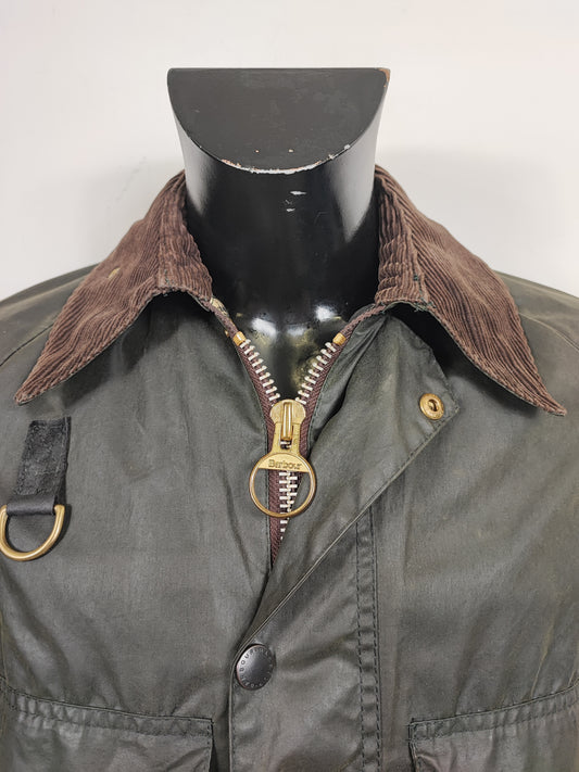 RARO Barbour Spey A130 Verde Small - Rare Green Spey Waxed Jacket Size Small A130