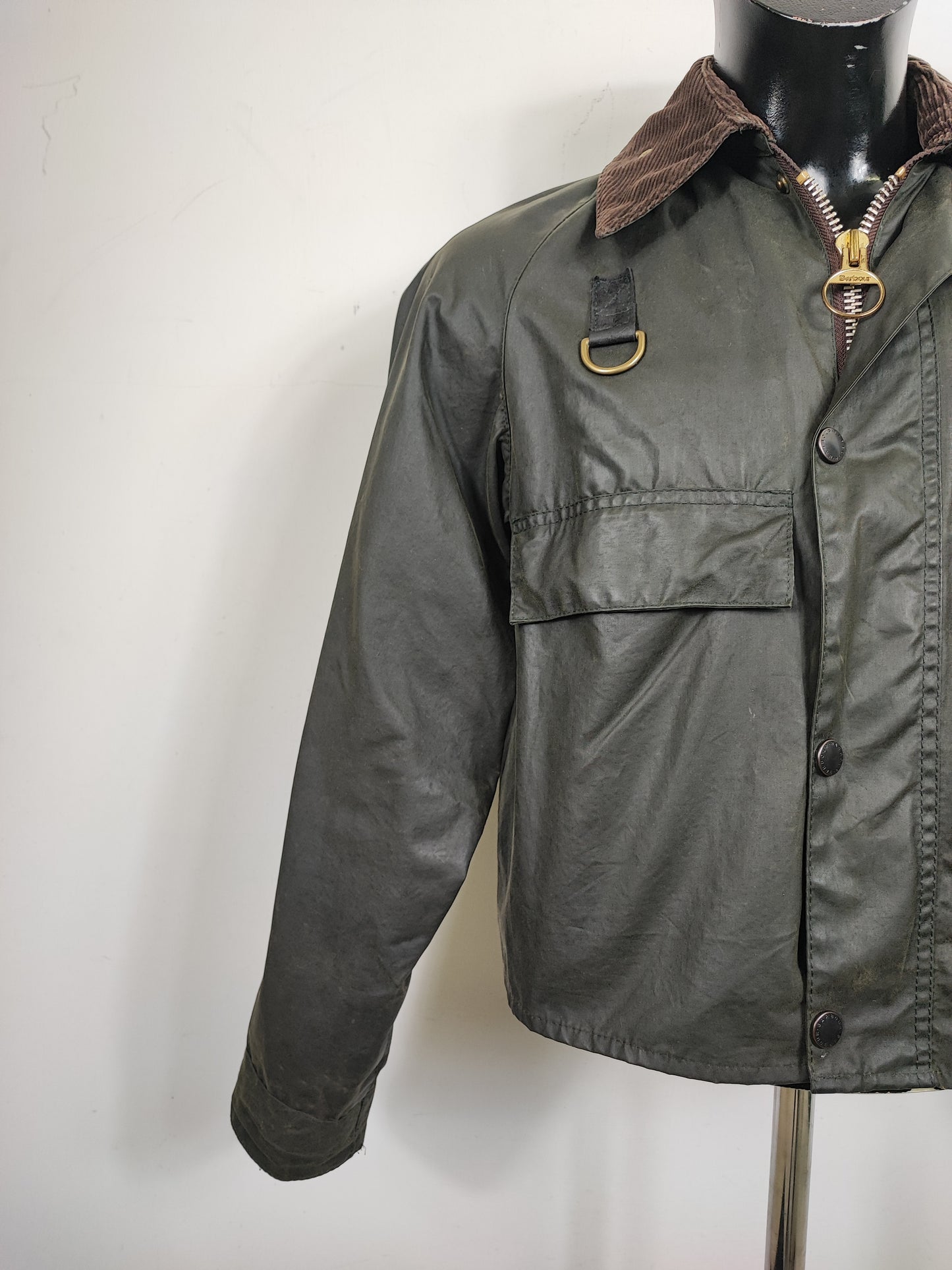 RARO Barbour Spey A130 Verde Small - Rare Green Spey Waxed Jacket Size Small A130
