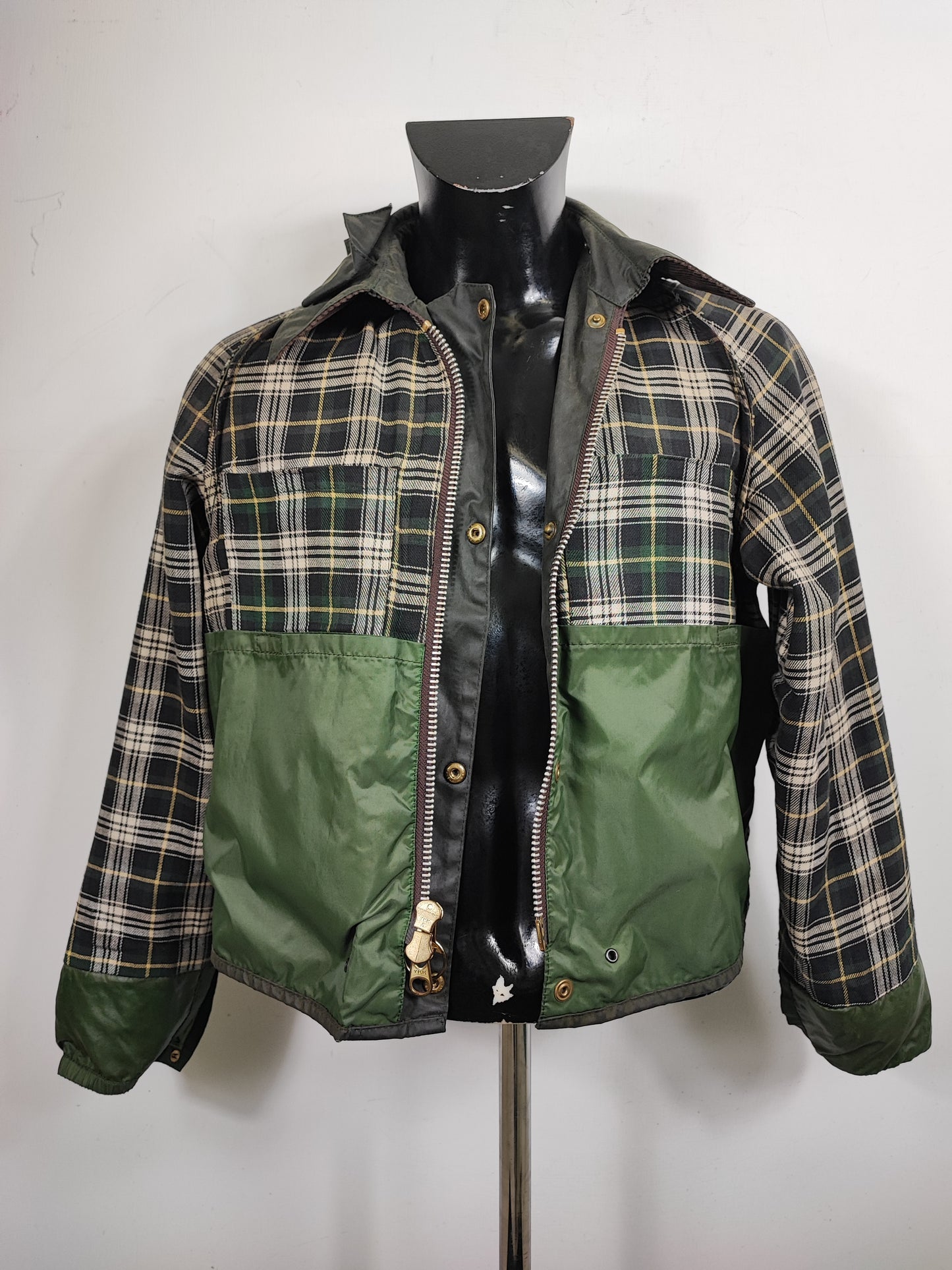 RARO Barbour Spey A130 Verde Small - Rare Green Spey Waxed Jacket Size Small A130