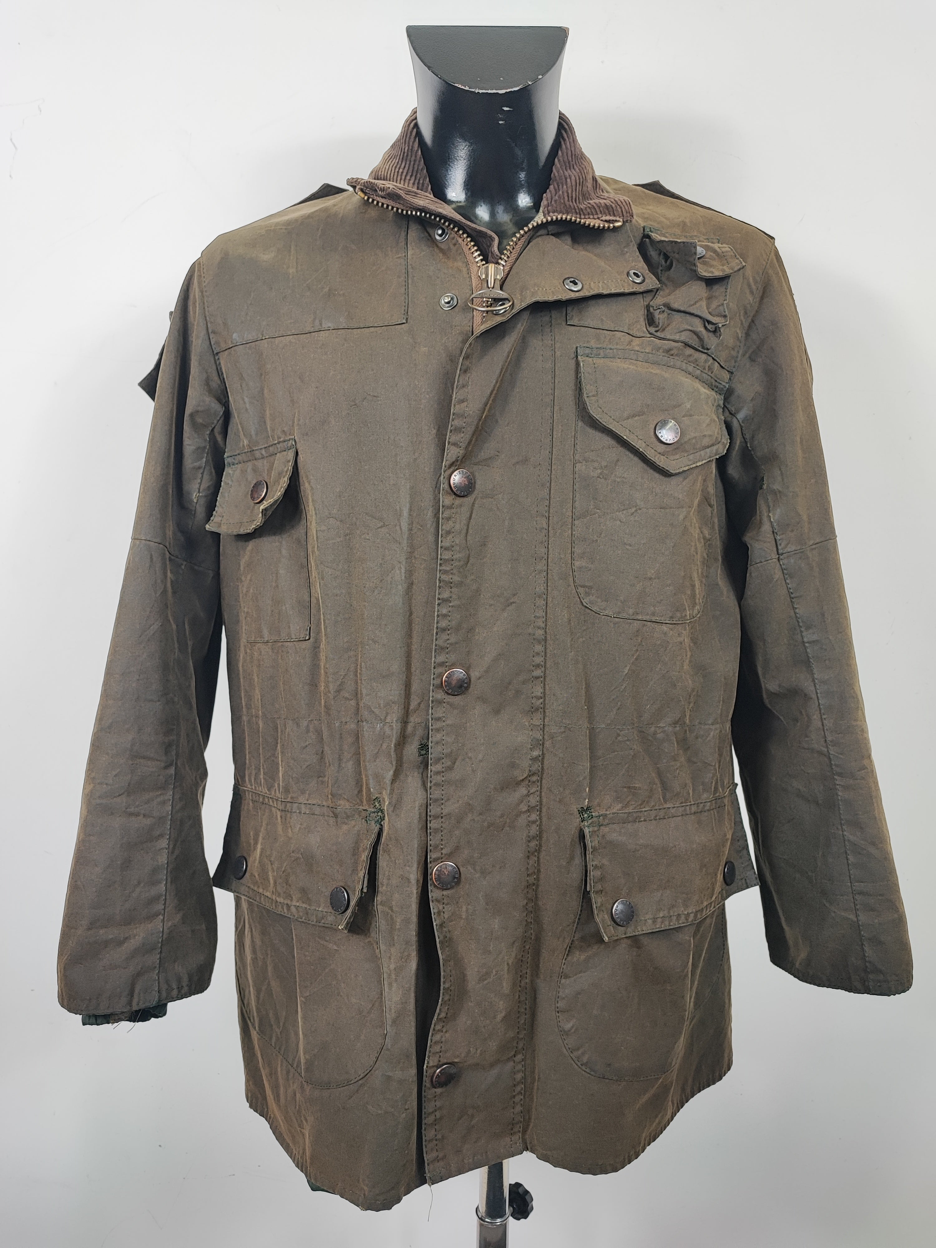 RARA Barbour Giacca Cowan Commando Verde c36 91 cm Olive wax Man Jacke Shop In London
