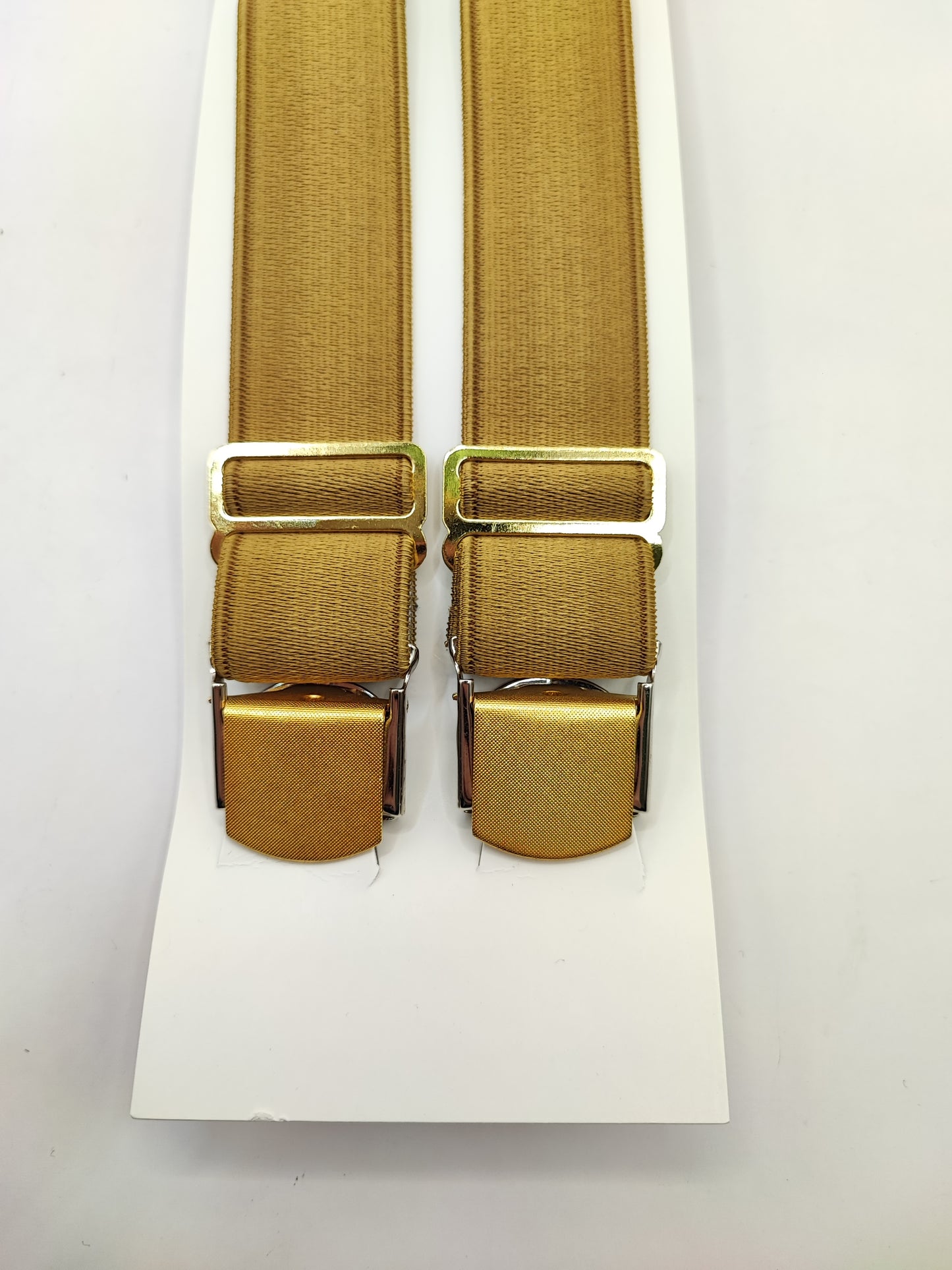 Bretelle da uomo beige scuro con inserti in pelle
