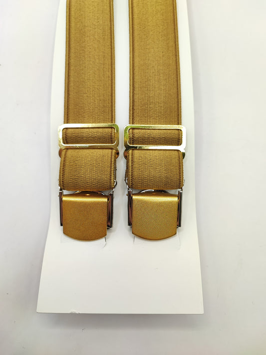Bretelle da uomo beige scuro con inserti in pelle