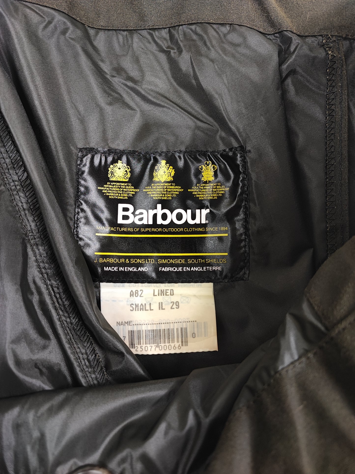 Cosciali vintage Barbour cerati verdi Small-  Wax Man Green lined trousers Size Small