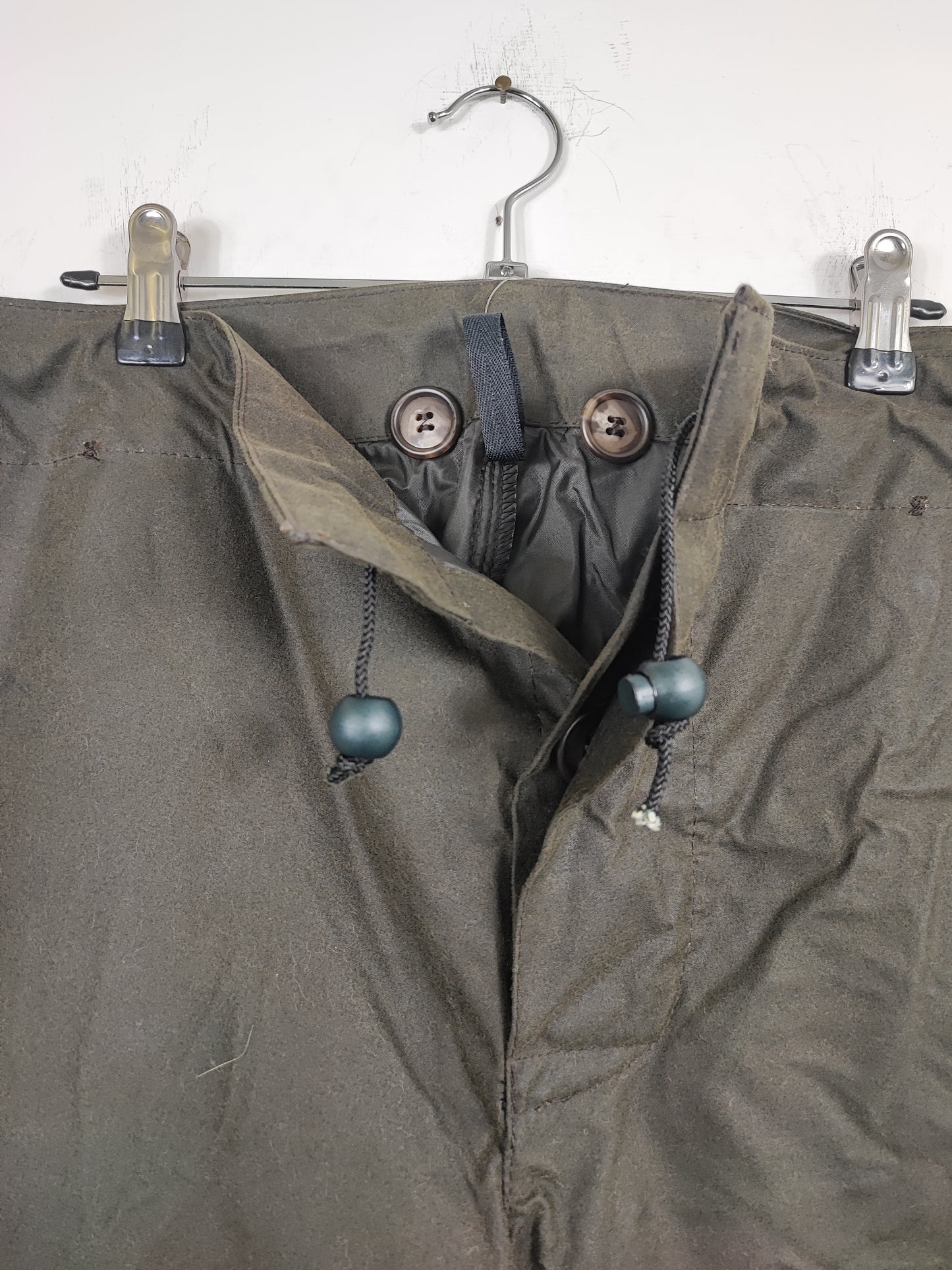 Cosciali vintage Barbour cerati verdi Large-  Wax Man Green lined trousers Size Large