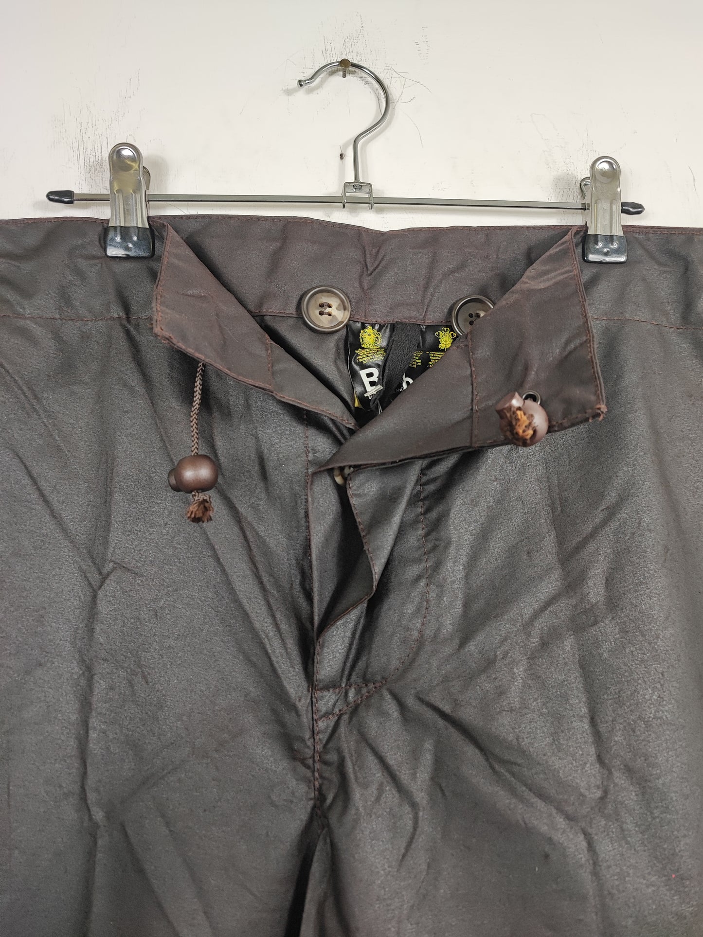 Cosciali vintage Barbour cerati marroni LARGE - Wax Man Brown Unlined trousers Size Large