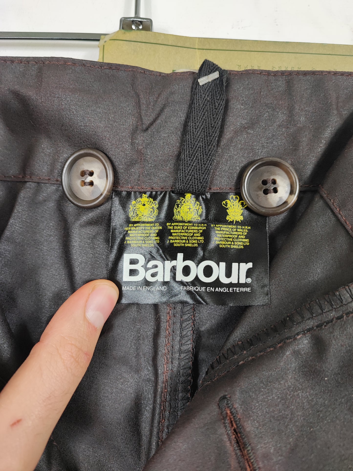 Cosciali vintage Barbour cerati marroni LARGE - Wax Man Brown Unlined trousers Size Large