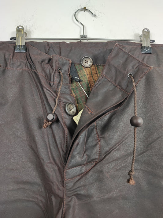 Cosciali vintage Barbour cerati marroni LARGE - Wax Man Brown A195 Lined trousers Size Large