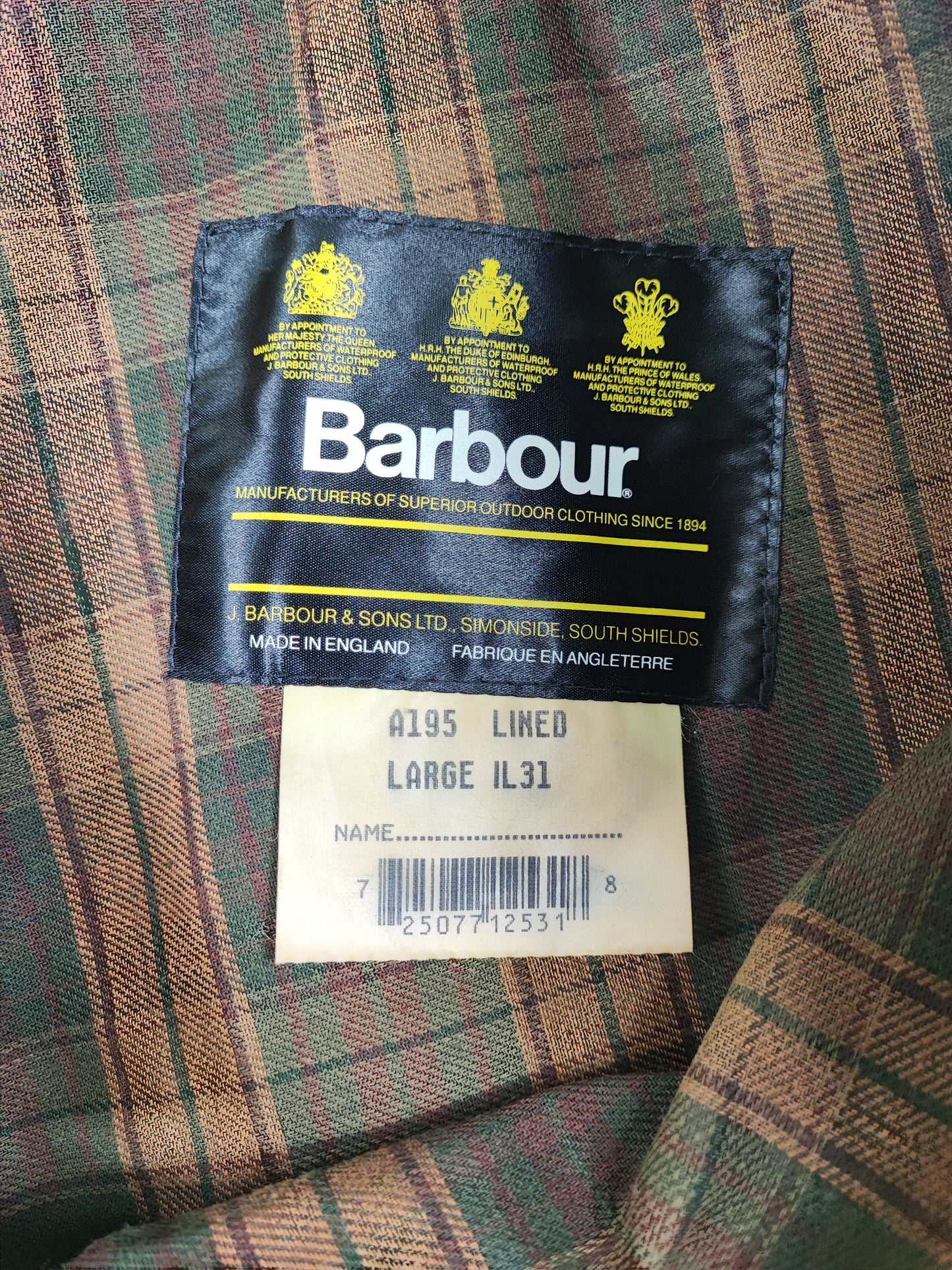 Cosciali vintage Barbour cerati marroni LARGE - Wax Man Brown A195 Lined trousers Size Large