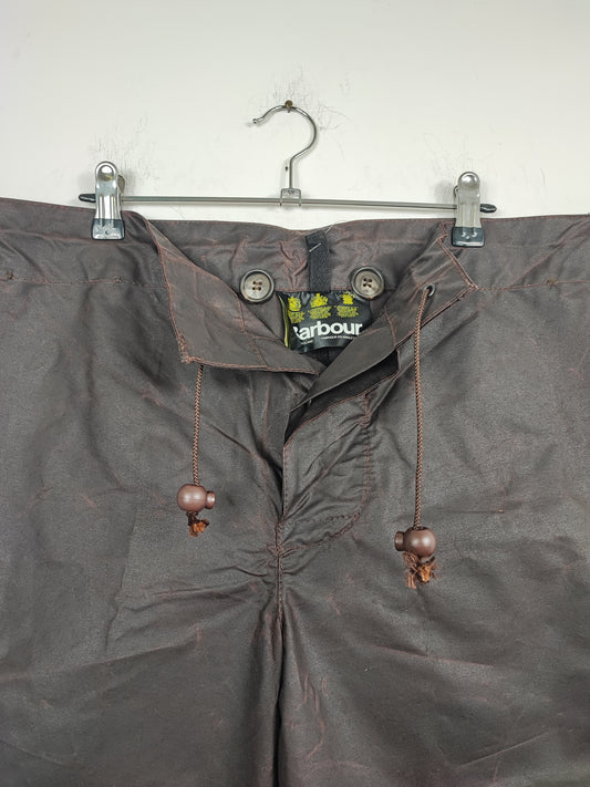 Cosciali vintage Barbour cerati marroni Medium- Wax Man Brown Unlined trousers Size Medium