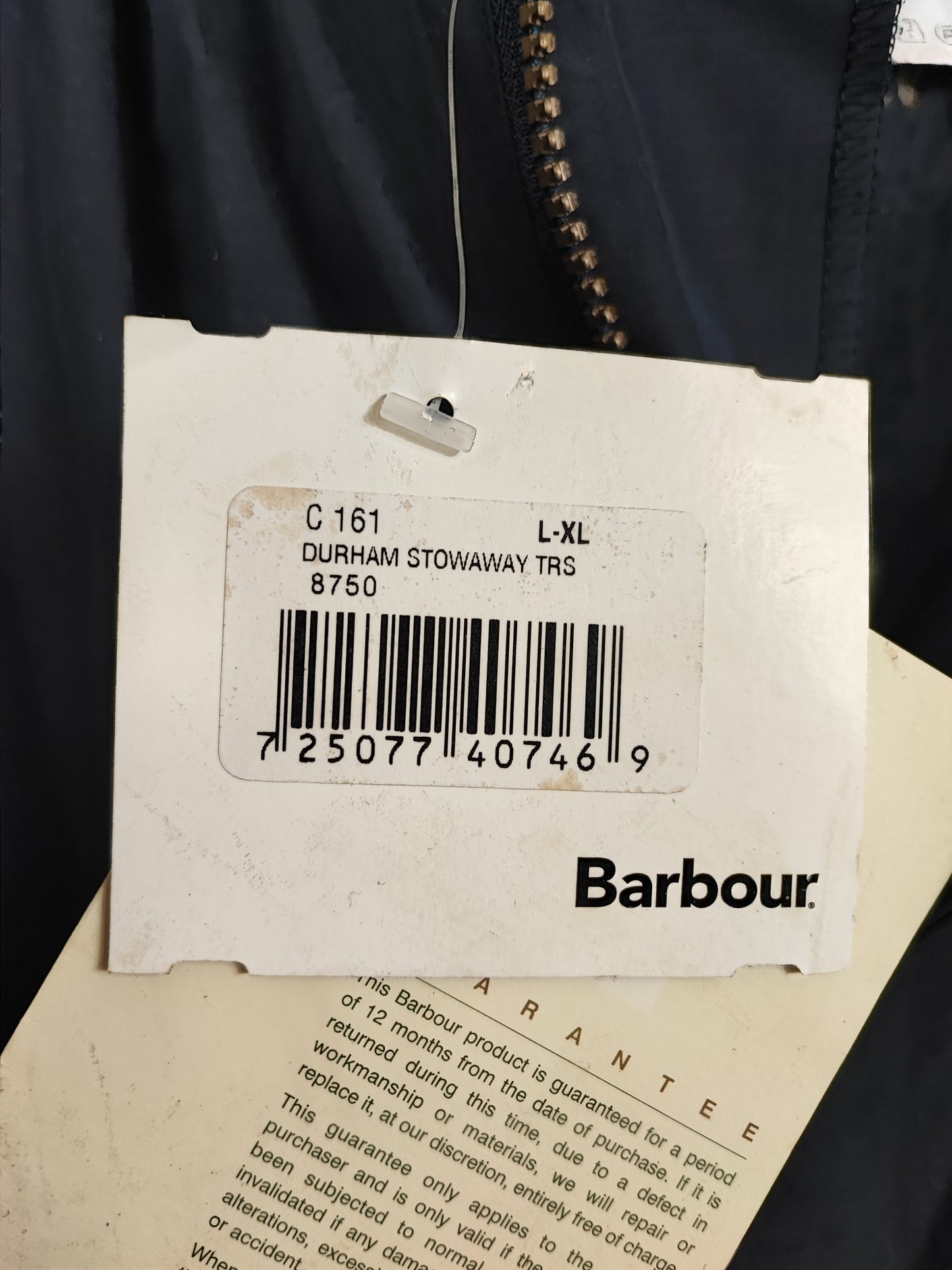Sovrapantaloni Barbour vintage impermeabili blu L/XL- Man Waterproof Vintage Durham Stowaway trousers Size L/XL
