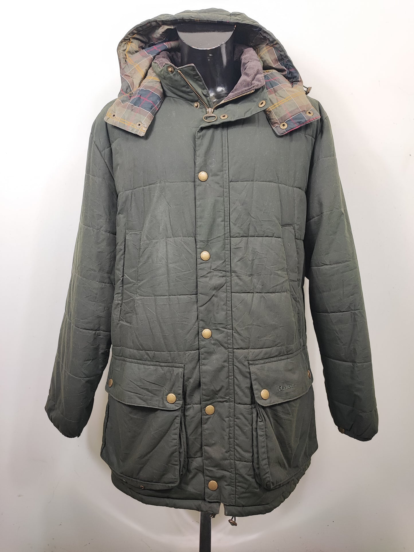 Piumino Barbour Verde XL cerato Hemmingford Jacket - Green Down Wax Jacket with hood size XL