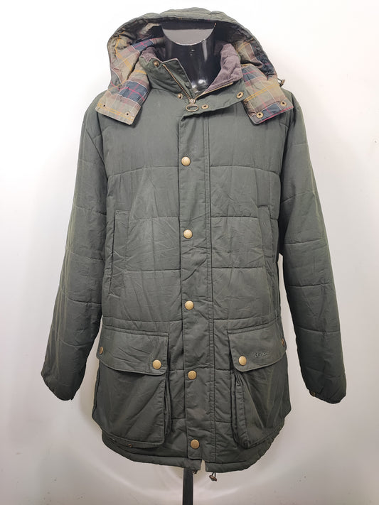Piumino Barbour Verde XL cerato Hemmingford Jacket - Green Down Wax Jacket with hood size XL