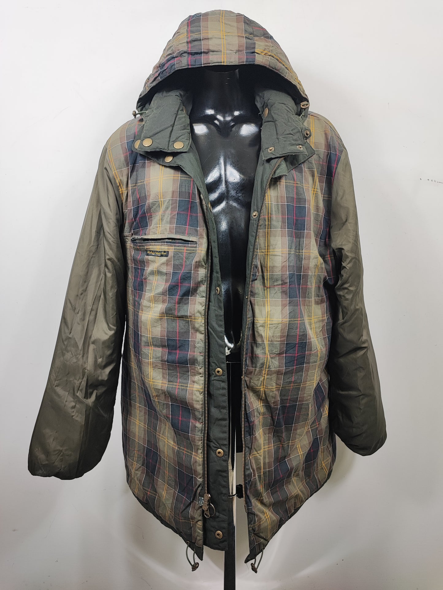 Piumino Barbour Verde XL cerato Hemmingford Jacket - Green Down Wax Jacket with hood size XL