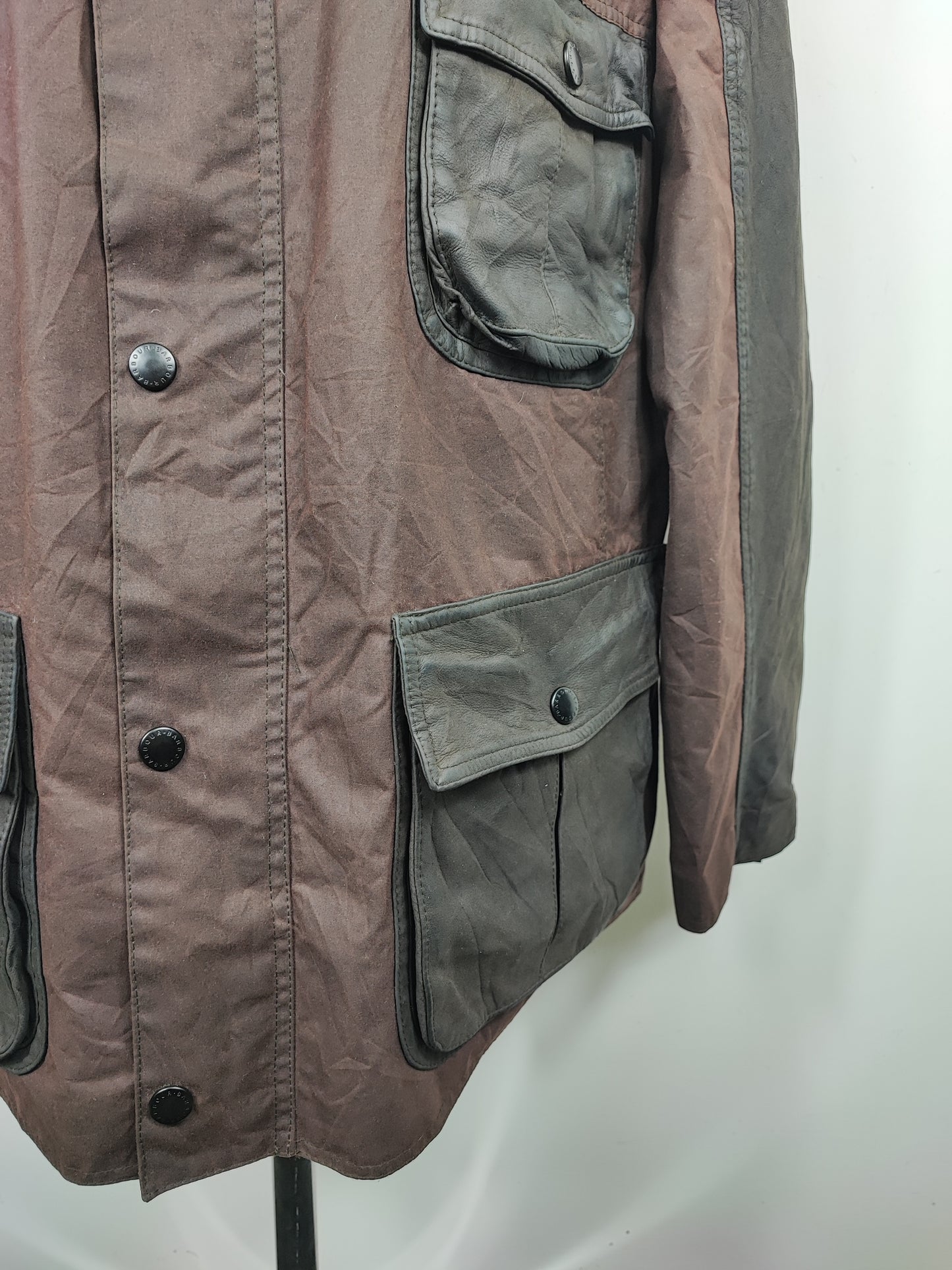 RARA Barbour Giacca Uomo Wax Leather Utility Marrone XLarge- Man Wax Leather Jacket Size Xlarge