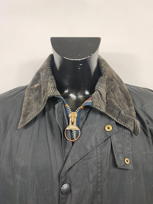 Giacca Barbour Border blu Vintage Cerata C46/117 cm - Navy wax border coat C46 size XL