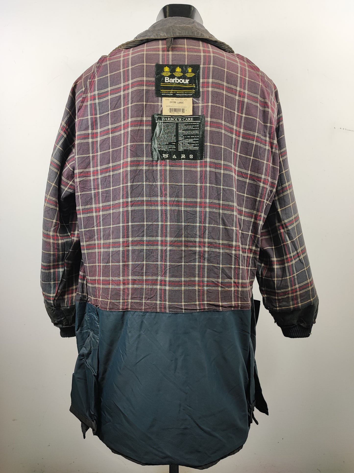 RARO Barbour Giacca Mark Phillips XL blu - Man Navy Wax Vintage Coat Size XLarge
