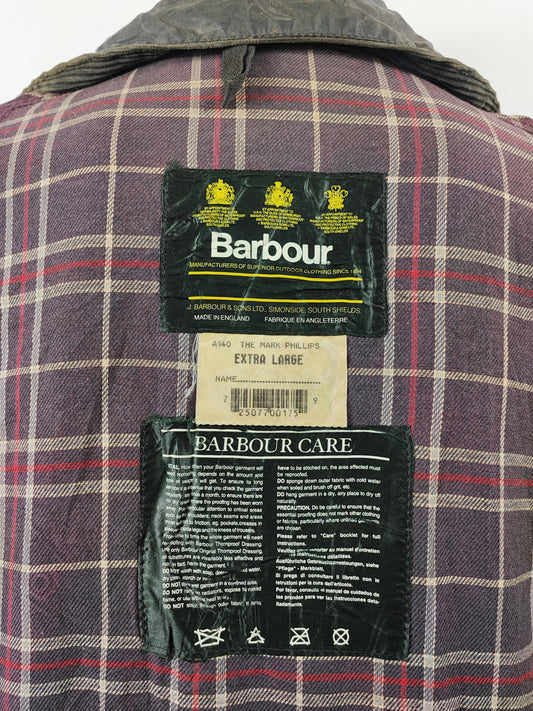 RARO Barbour Giacca Mark Phillips XL blu - Man Navy Wax Vintage Coat Size XLarge