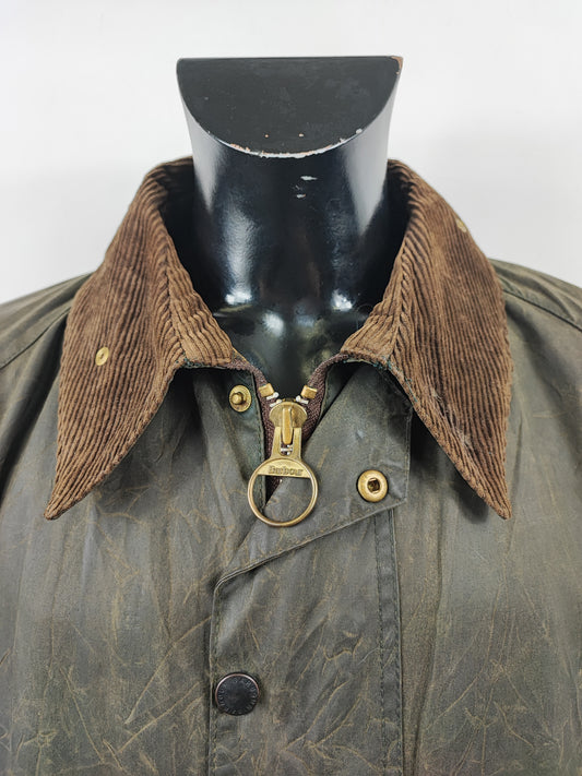 Barbour Giacca Beaufort vintage verde C50/127cm Man Green Wax Beaufort jacket size XXL
