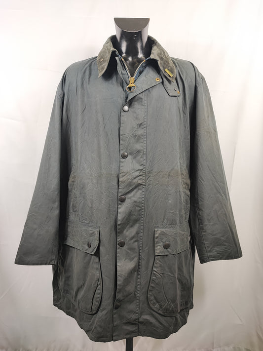 Barbour Giacca Border blu Vintage Uomo Cerata C50/127 cm -Navy wax Border coat size XXL