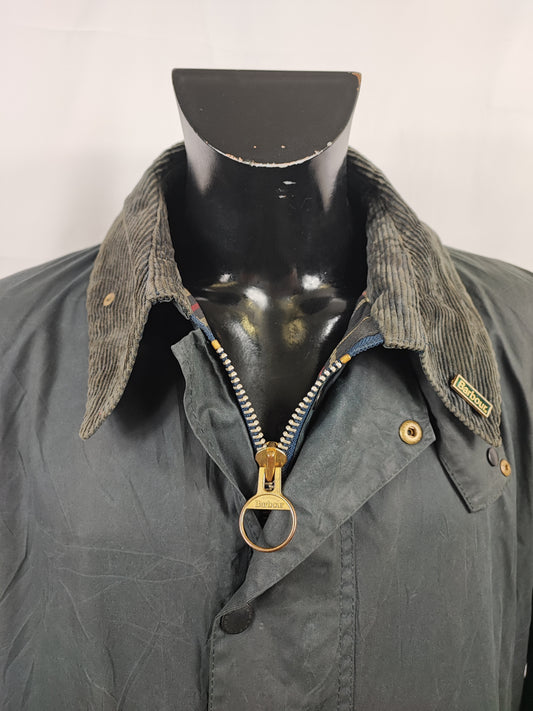 Barbour Giacca Border blu Vintage Uomo Cerata C50/127 cm -Navy wax Border coat size XXL